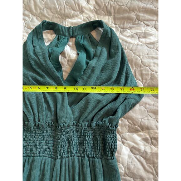 Anthropologie Bionda Plisse Jumpsuit Size Medium Turquoise - Picture 12 of 13